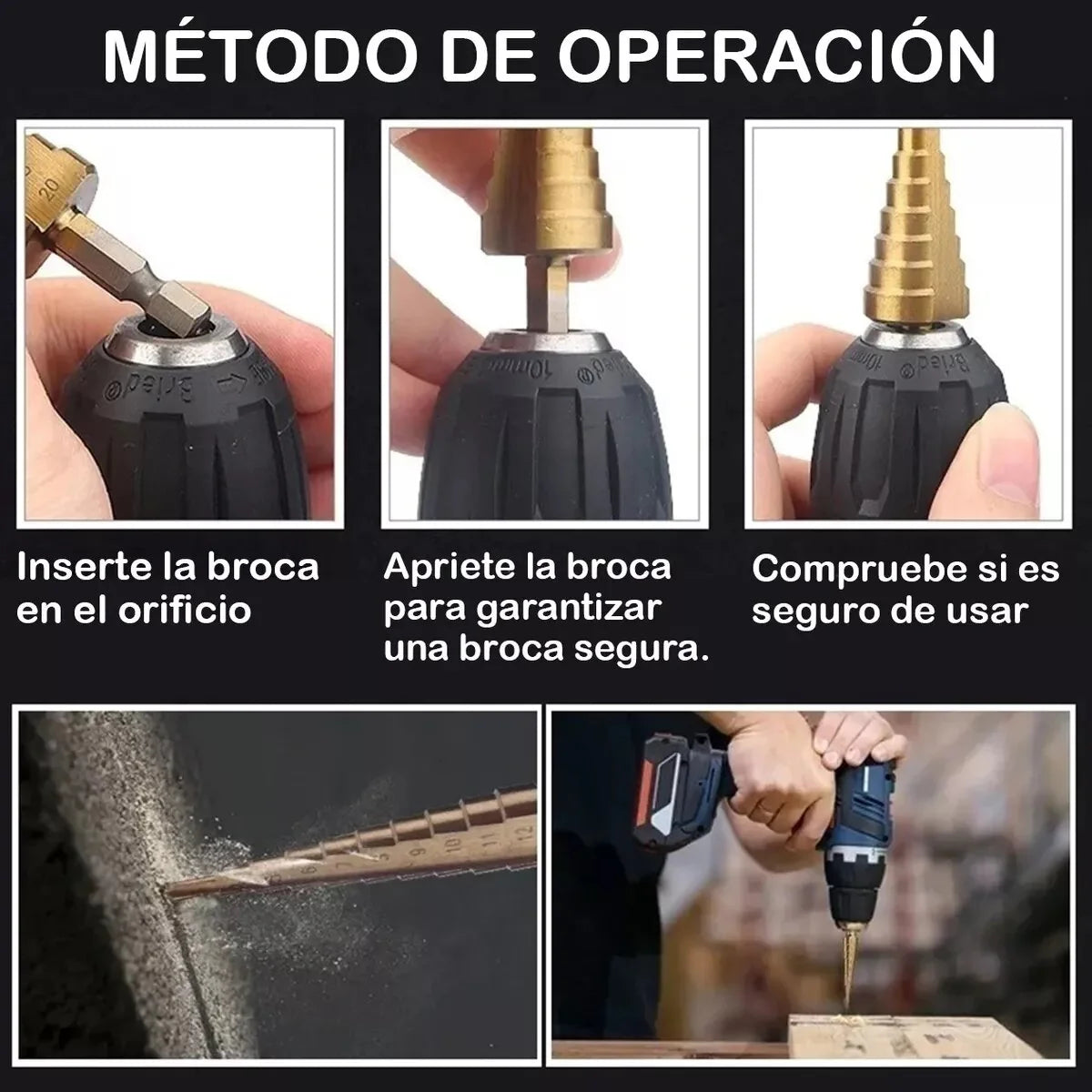 Perfora con Precisión y Eficiencia - Set Brocas Escalonadas de Titanio DrillXpert